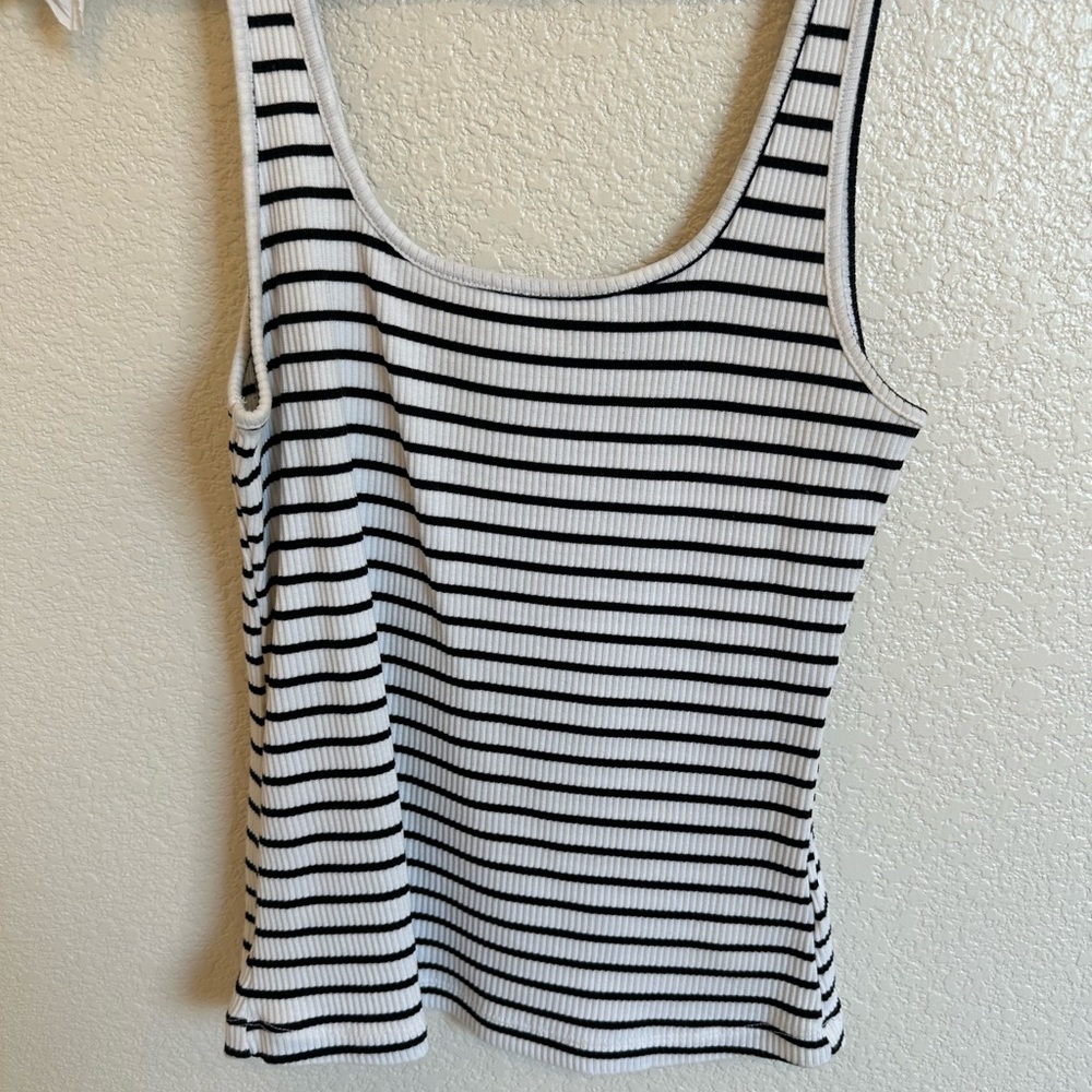 Classic Black and White Striped Tank Top